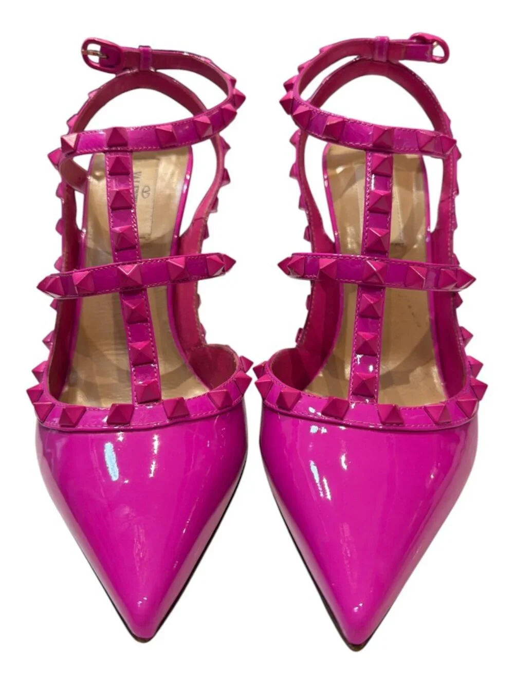 Women's Calfskin Leather Hot Pink Rockstud Caged Pump EU 40 Excellent condition